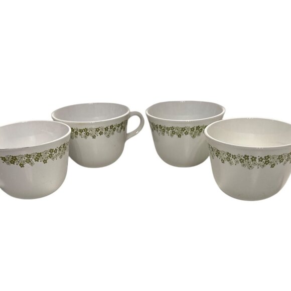 Corelle Livingware By Corning Crazy Daisy Spring Blossom 4 Cups Set 8 Oz Vintage - Picture 1 of 6